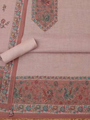 ethnic motifs printed linen unstitched dress material 2
