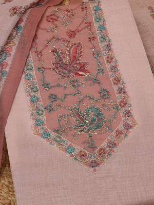 ethnic motifs printed linen unstitched dress material 3