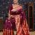 Burgundy woven design heavy work baluchari saree