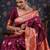 Burgundy woven design heavy work baluchari saree