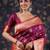 Burgundy woven design heavy work baluchari saree