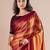 Rust striped poly georgette solid party wear saree