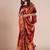 Rust striped poly georgette solid party wear saree