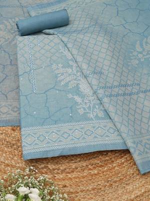 embroidered linen unstitched dress material 4