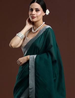 Green woven design bhagalpuri sarees with blouse piece 2