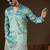 Men’s turquoise blue silk blend solid embroidered kurta with trouser set | trendy designer ethnic wear for wedding