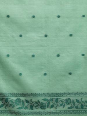 Green woven design saree with blouse 5