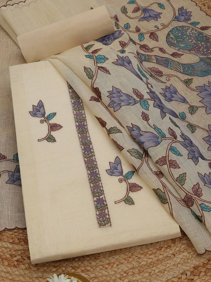 embroidered  cotton unstitched dress material