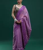 Lavender woven design saree with blouse