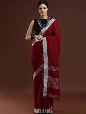 Red woven design bhagalpuri sarees with blouse piece 1