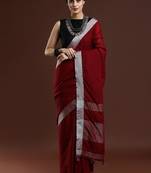 Red woven design bhagalpuri sarees with blouse piece