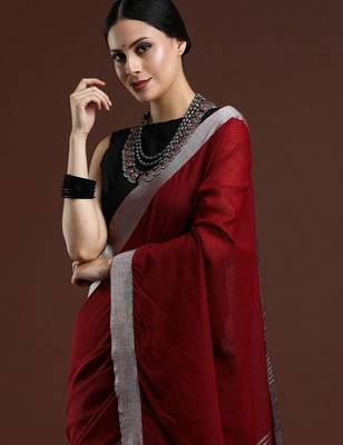 Red woven design bhagalpuri sarees with blouse piece 2