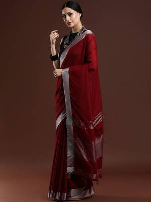 Red woven design bhagalpuri sarees with blouse piece 3