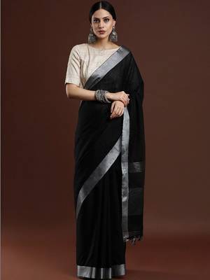 Black woven design bhagalpuri sarees with blouse piece 1