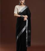Black woven design bhagalpuri sarees with blouse piece