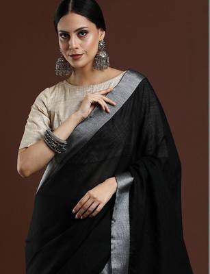 Black woven design bhagalpuri sarees with blouse piece 2