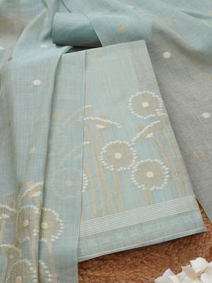 floral woven design chanderi unstitched dress material 1