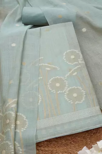 floral woven design chanderi unstitched dress material