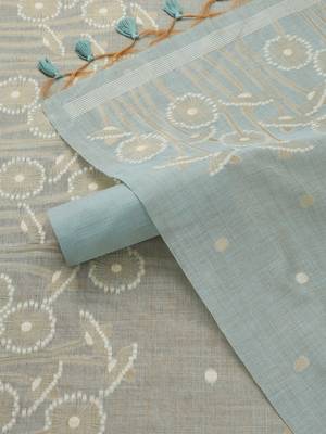 floral woven design chanderi unstitched dress material 3