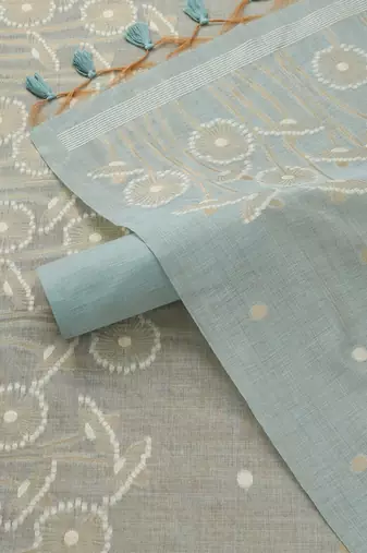 floral woven design chanderi unstitched dress material