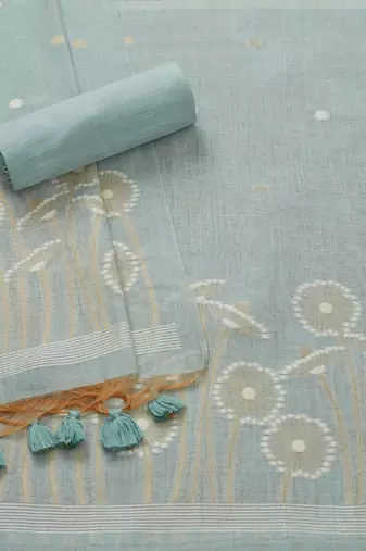 floral woven design chanderi unstitched dress material