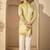 Men’s lime green silk blend solid embroidered kurta with trouser set | trendy designer ethnic wear for wedding