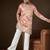 Men’s peach silk blend solid embroidered kurta with trouser set | trendy designer ethnic wear for wedding, festive