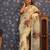 Cream floral printed gota patti organza saree