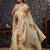 Cream floral printed gota patti organza saree