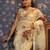 Cream floral printed gota patti organza saree