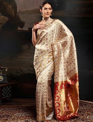 Grey ethnic motifs woven design zari kanjeevaram litchi silk saree & blouse 2