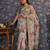 Grey floral printed sequinned saree