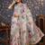 Grey floral printed sequinned saree
