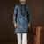 Men’s blue linen abstract embroidered kurta with trouser set | trendy designer ethnic wear for wedding, festive & party