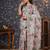 Grey floral printed sequinned saree
