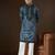 Men’s blue linen abstract embroidered kurta with trouser set | trendy designer ethnic wear for wedding, festive & party