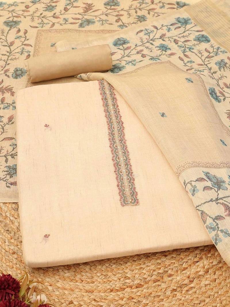 embroidered linen unstitched dress material