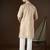 Men’s cream linen striped embroidered kurta with trouser set | trendy designer ethnic wear for wedding, festive & party