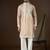 Men’s cream linen striped embroidered kurta with trouser set | trendy designer ethnic wear for wedding, festive & party