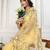 Yellow embroidered work saree with blouse piece