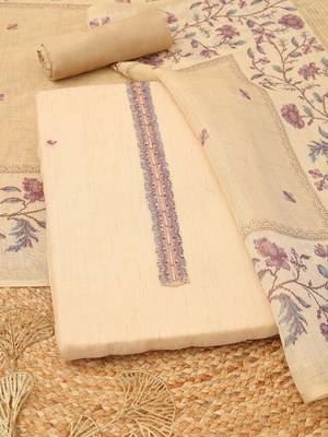 embroidered linen unstitched dress material 1