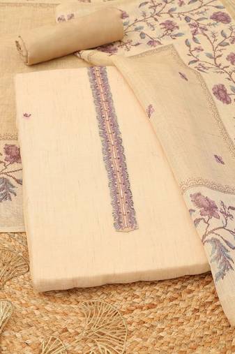 embroidered linen unstitched dress material
