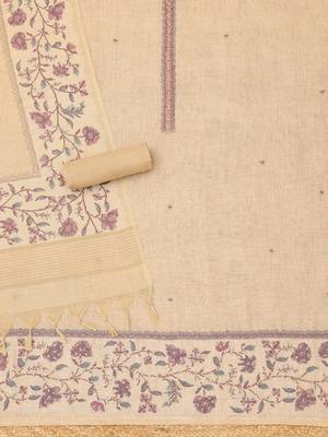 embroidered linen unstitched dress material 3