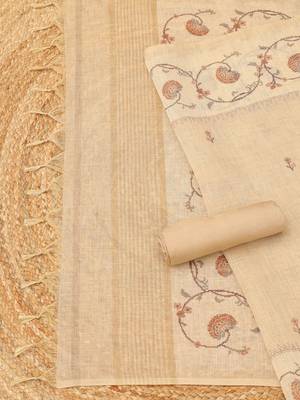 embroidered linen unstitched dress material 4