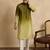 Men’s green silk blend solid printed kurta with trouser set | trendy designer ethnic wear for wedding, festive & party