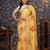 Yellow floral printed sequinned organza saree