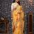 Yellow floral printed sequinned organza saree