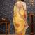 Yellow floral printed sequinned organza saree
