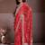 Red bandhani printed saree with unstitched blouse