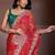 Red bandhani printed saree with unstitched blouse